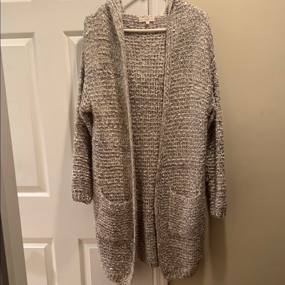 Easel Gray Knit Cardigan Sweater